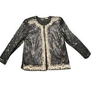 Vtg Silk Fully Beaded Jacket Formal‎ Wedding Cocktail Sequined Gatsby Medium EUC